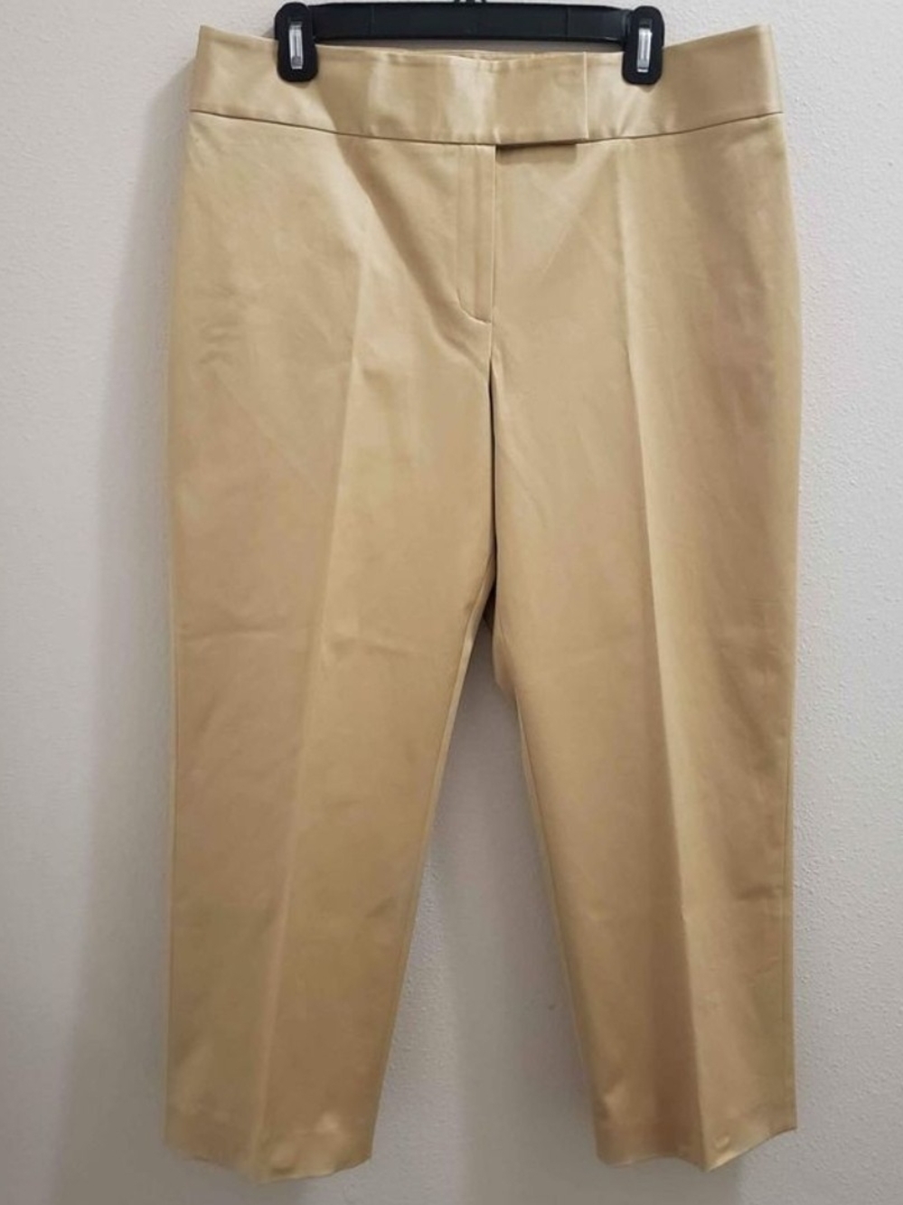 Anne Klein Womens 12 Capri Cropped Pants Gold Satin-Look Fabric